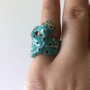 925 Sterling Silver Vintage Enamel Snake Ring